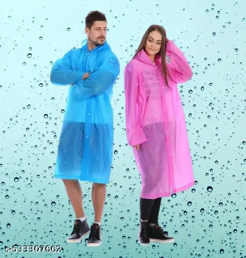 Pack of 2 Unisex Waterproof Raincoat with Hood Cap For Outdoor Travel Portable Suit