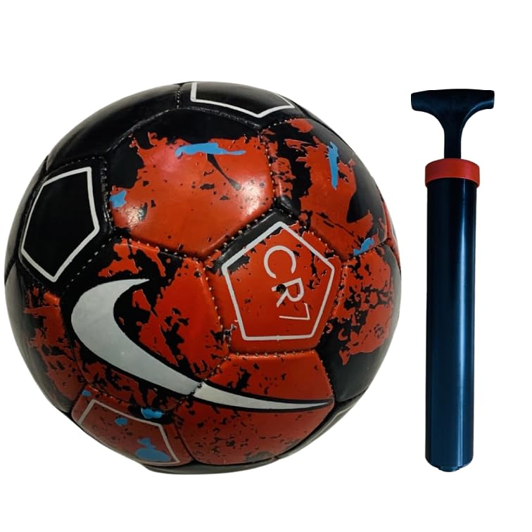 M ART Blue C-R- PVC Hand Stiched Football Size 5, Multicolor.