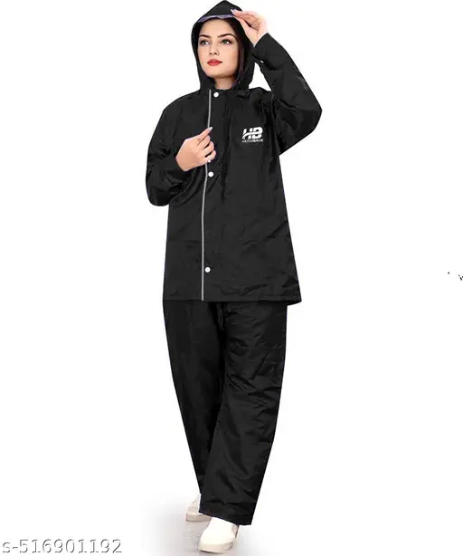 Women Solid Reversible Double Layered High Quality Waterproof Raincoat