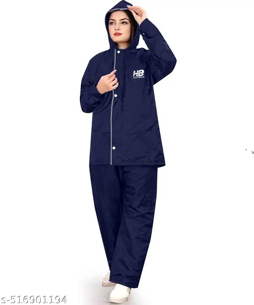 Women Solid Reversible Double Layered High Quality Waterproof Raincoat