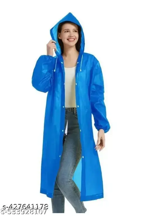 1Pc Unisex Reusable Waterproof Raincoat | Polyester Long RainCoat Pocho with Adjustable Cap