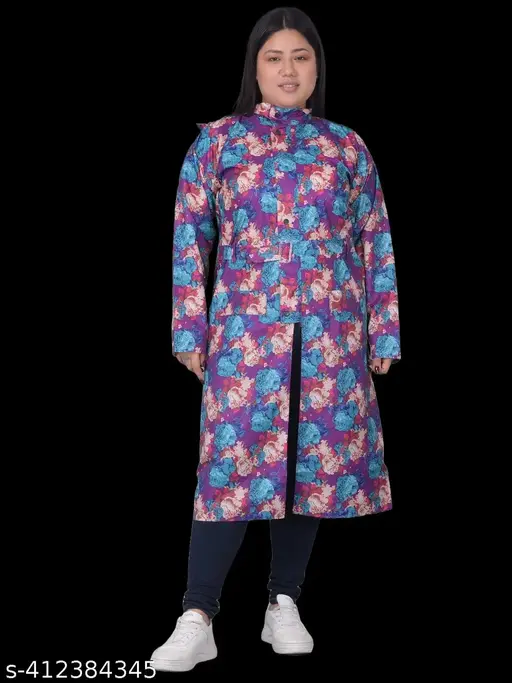 Dollar Rainguard Women's PVC Full Sleeve Solid Long Raincoat With Adjustable Hood and Pocket