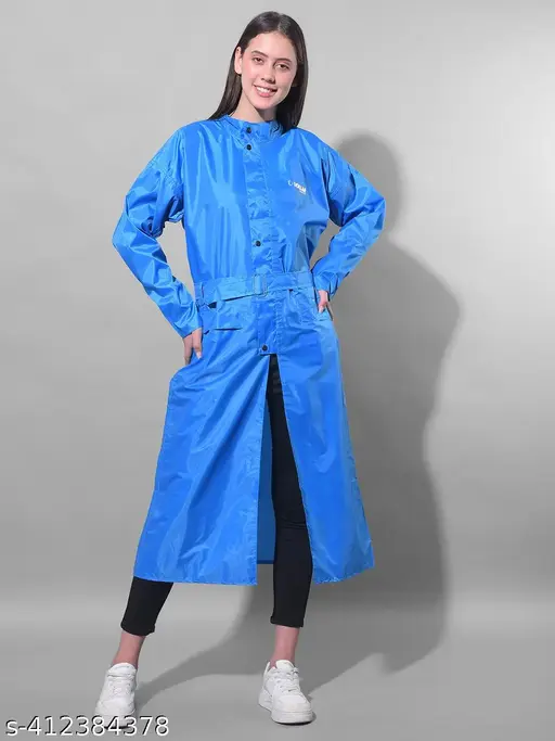 Dollar Rainguard Women's PVC Full Sleeve Solid Long Raincoat Set With Adjustable Hood and Pocket