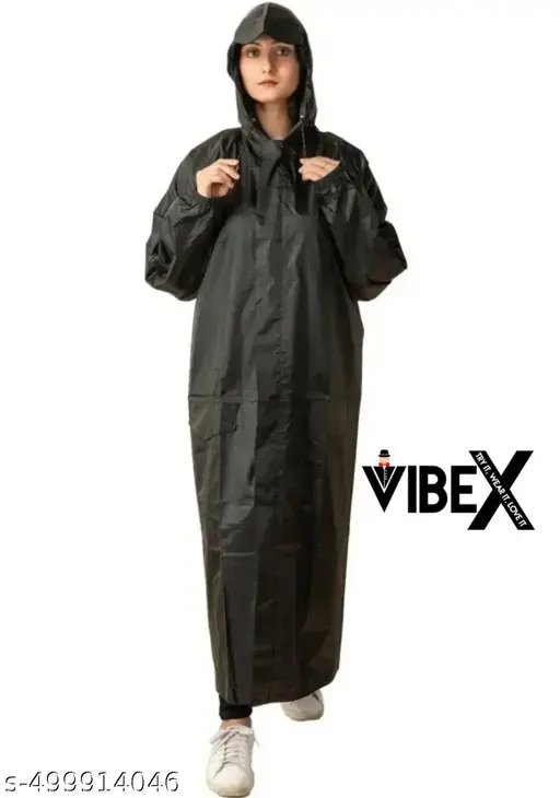 VIBEX Waterproof Solid Men & Women Raincoat black color