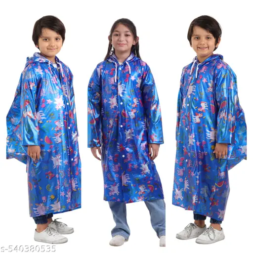 100% waterproof Unisex Rain Wear/Rain Coat With Backpack Protection for Kids (Boys &Girls).
