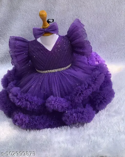 Girls Trendy Fashionable Stylish Sleeveless Net Frock & Dress