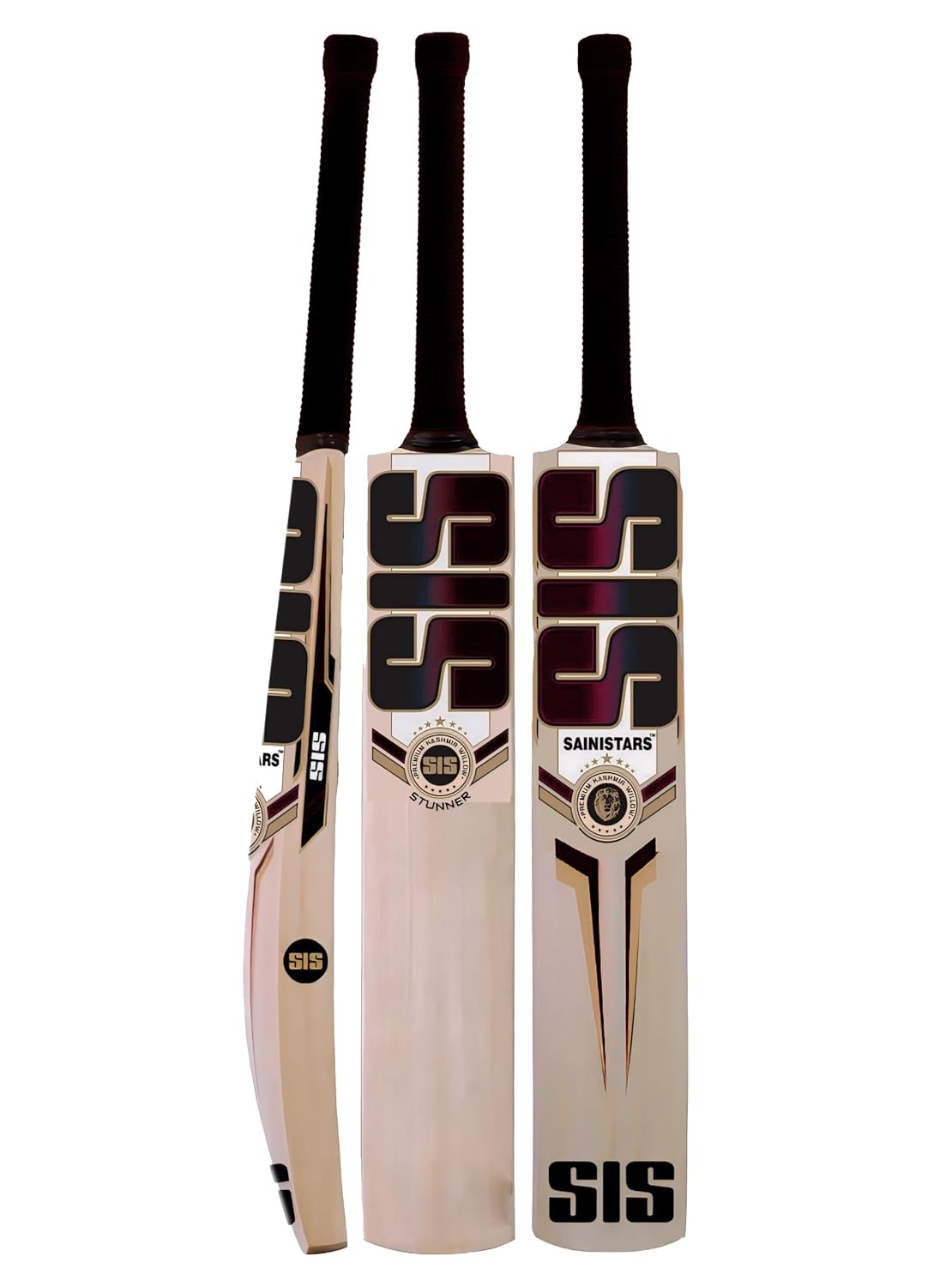 SIS Sainistars Professional Cricket Bat, Red Design, Premium Grade Popular Willow Tennis bat Black