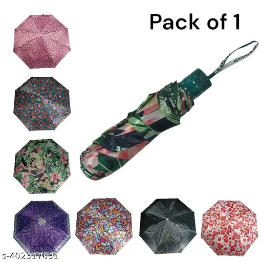 3 Fold multi design printed umbrella for regular use. Pack of 1.