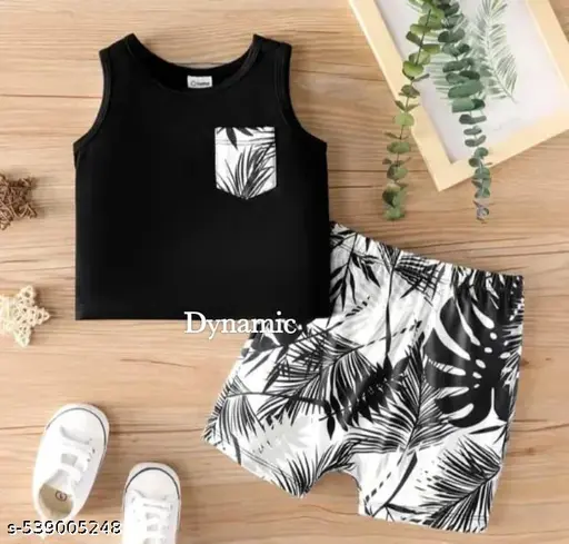 Best quality black cotton sando for kids, Boys & girls top & bottom sets, stylish sleeveless t-shirt & half pant,