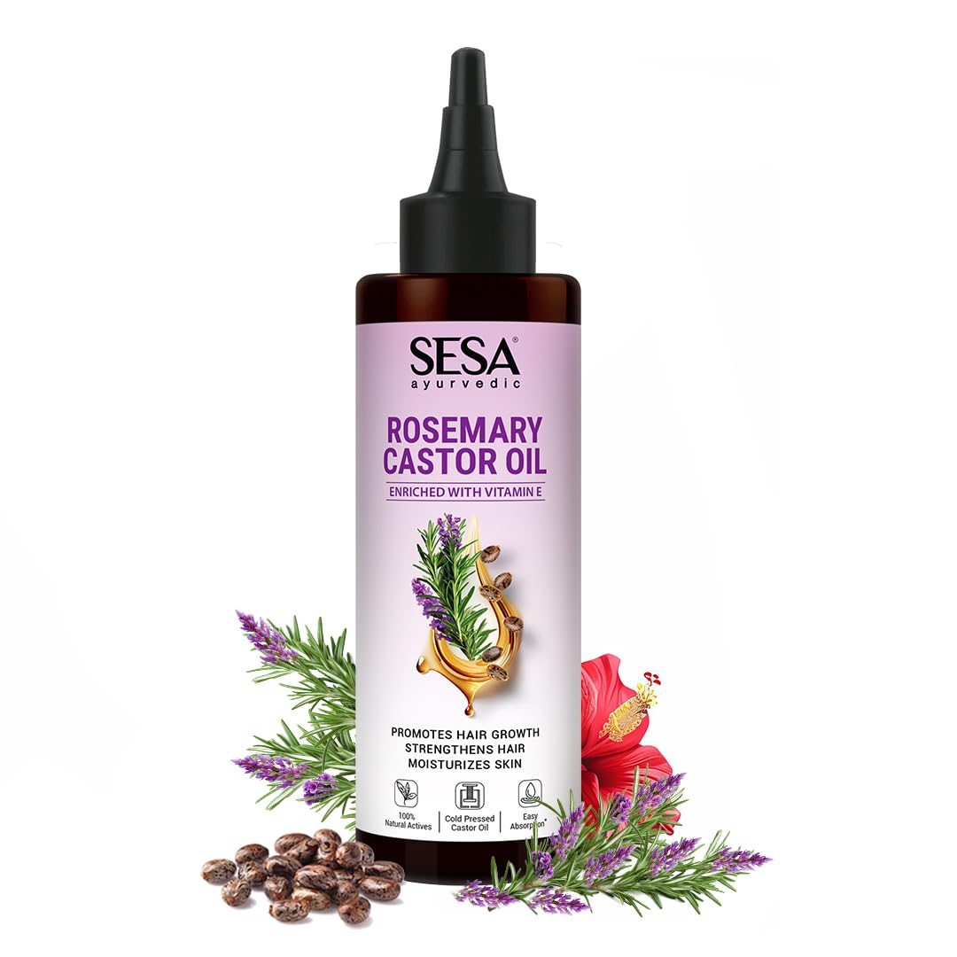 Sesa Ayurvedic Rosemary Hair Oil with Castor Oil & Sesame, Hibiscus For Hair Growth Strengthens