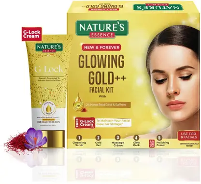 Nature's Glowing Gold++ Facial Kit With 24 Karat Real Gold & Saffron Facial Kit