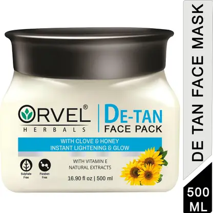 orvel HERBALS DETAN FACE PACK | WITH KOJIC , MILK PROTEIN & HONEY| 15 DAYS TAN REMOVAL  